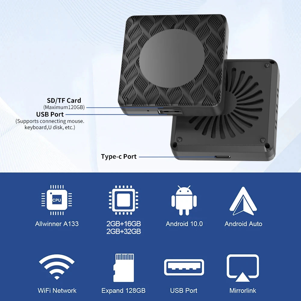 TrolinkTek Wireless CarPlay Adapter with OTA Upgrade Function, Continuously Optimize Compatibility, Solve Connection Delay and Disconnect Issues, Practical Wired to Wireless Carplay Gear for Daily Commute Driving