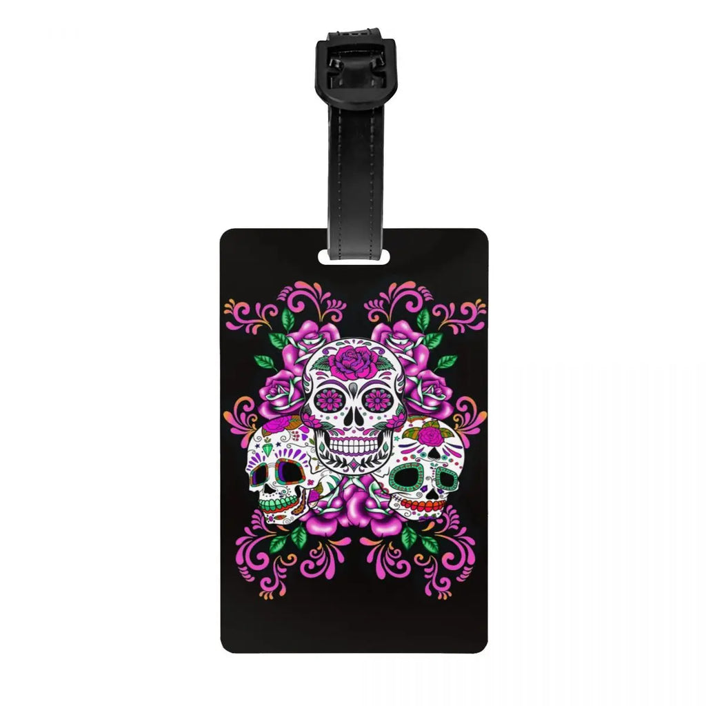 Custom Evil Hands Skull Luggage Tag Privacy Protection Halloween Gothic Skeleton Baggage Tags Travel Bag Labels Suitcase