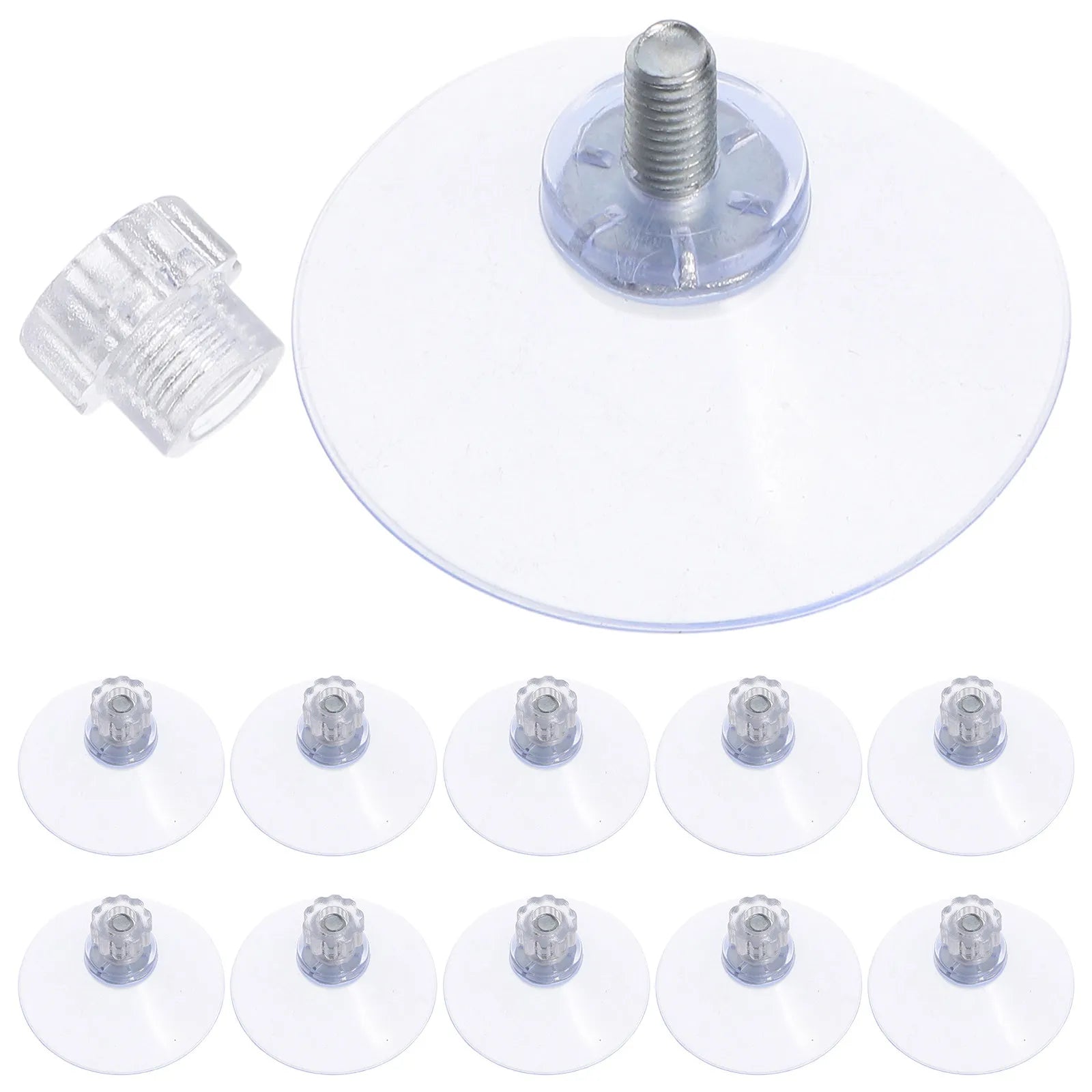 20Pcs Suction Cup Screws Transparent Threaded Metal Pad Nut Stable Adhesion for Glass Table Window Aquarium Kitchen Bathroom