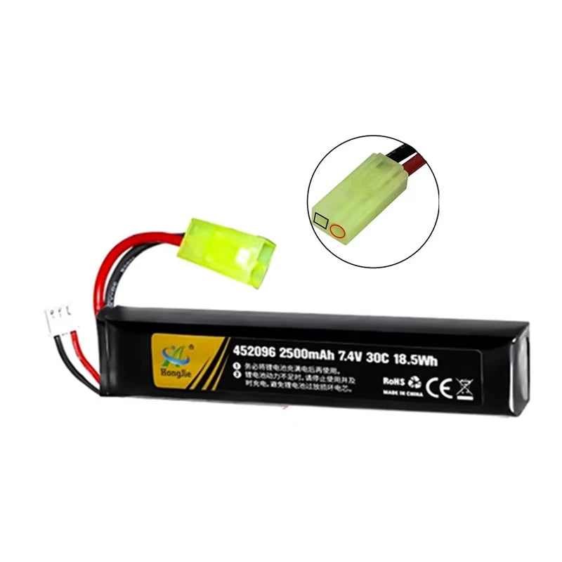 7.4V 2500mAh Lipo Battery Split Connection for Water Gun 2S 7.4V Battery for Mini Airsoft BB Air Pistol Electric Toys Guns Parts