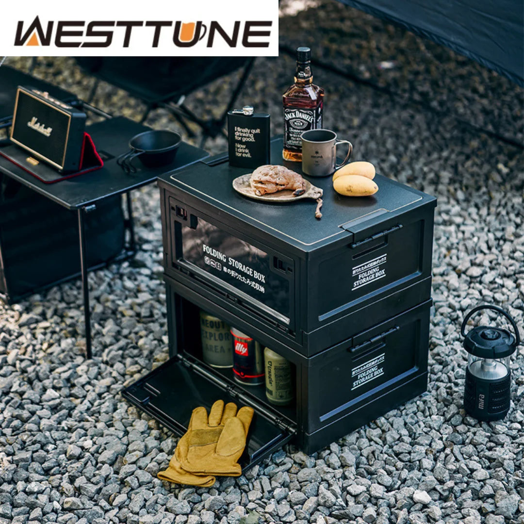 WESTTUNE Camping Storage Box 20L 30L 45L 55L Large Capacity Folding Storage Bin Portable Outdoor Car Picnic Travel Container