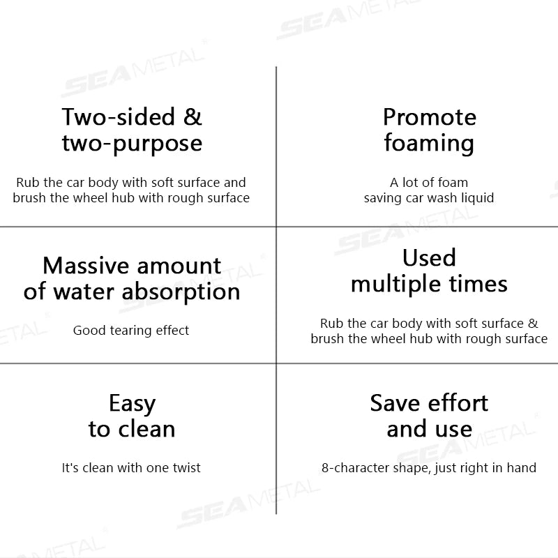 SEAMETAL Plush Car Wash Sponge Double Side Super Absorbent Cleaning Sponge Block Dust Remover Car Detailing Care Washing Tool