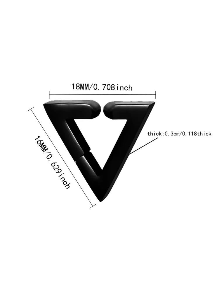 2PC Punk Stainless Steel Non-Piercing Triangle Earring Clip False Triangle Ear Hoops Hip Hop Ear Accessories for Men and Women
