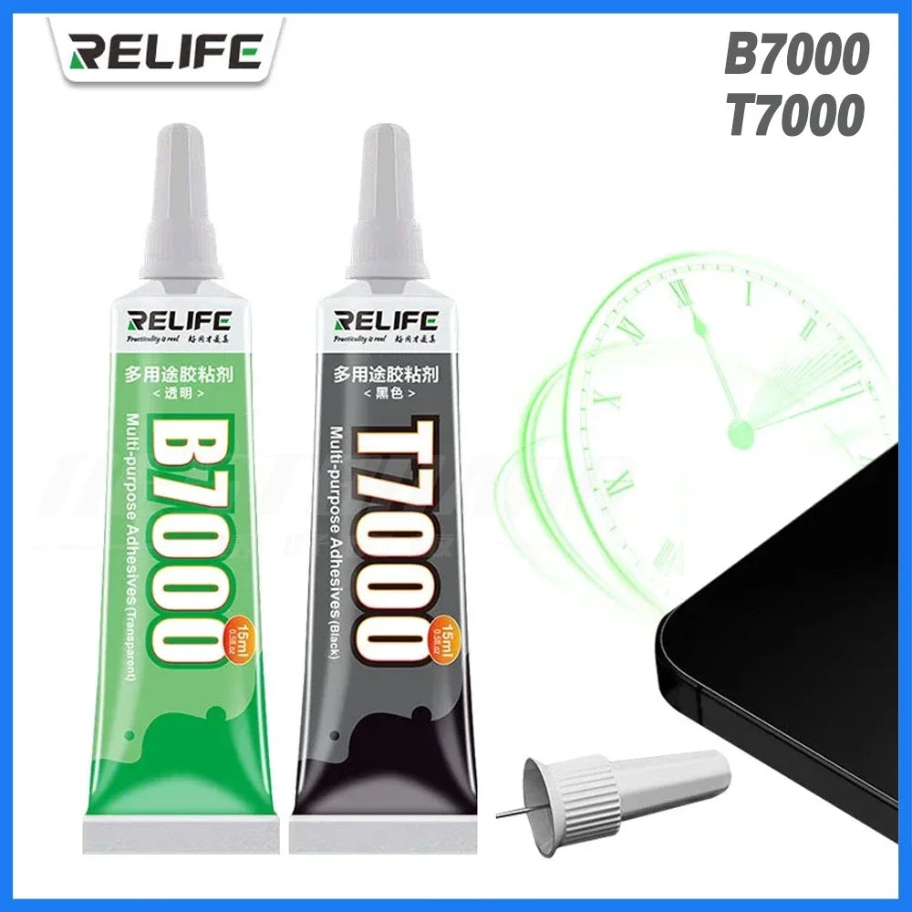 RELIFE 15ML T-7000 B-7000 Multipurpose Transparent Black Adhesive for Mobile Phone Border LCD Display Back Cover Repair Tools