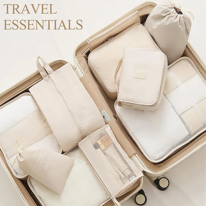 11Pcs Travel Packing Cubes Set Waterproof Luggage Organizer Drawstring Storage Bags for Clothes Shoes Underwear Cosmetic