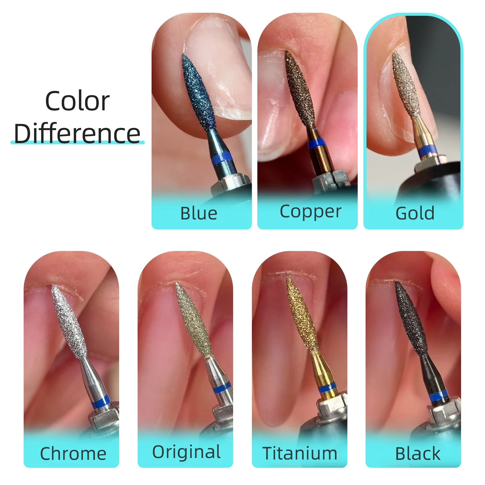 HYTOOS Copper Coated Diamond Cuticle Clean Nail Drill Bit Large Cone Dead Skin Cleaner Russian Prep Tool for Manicure Technician