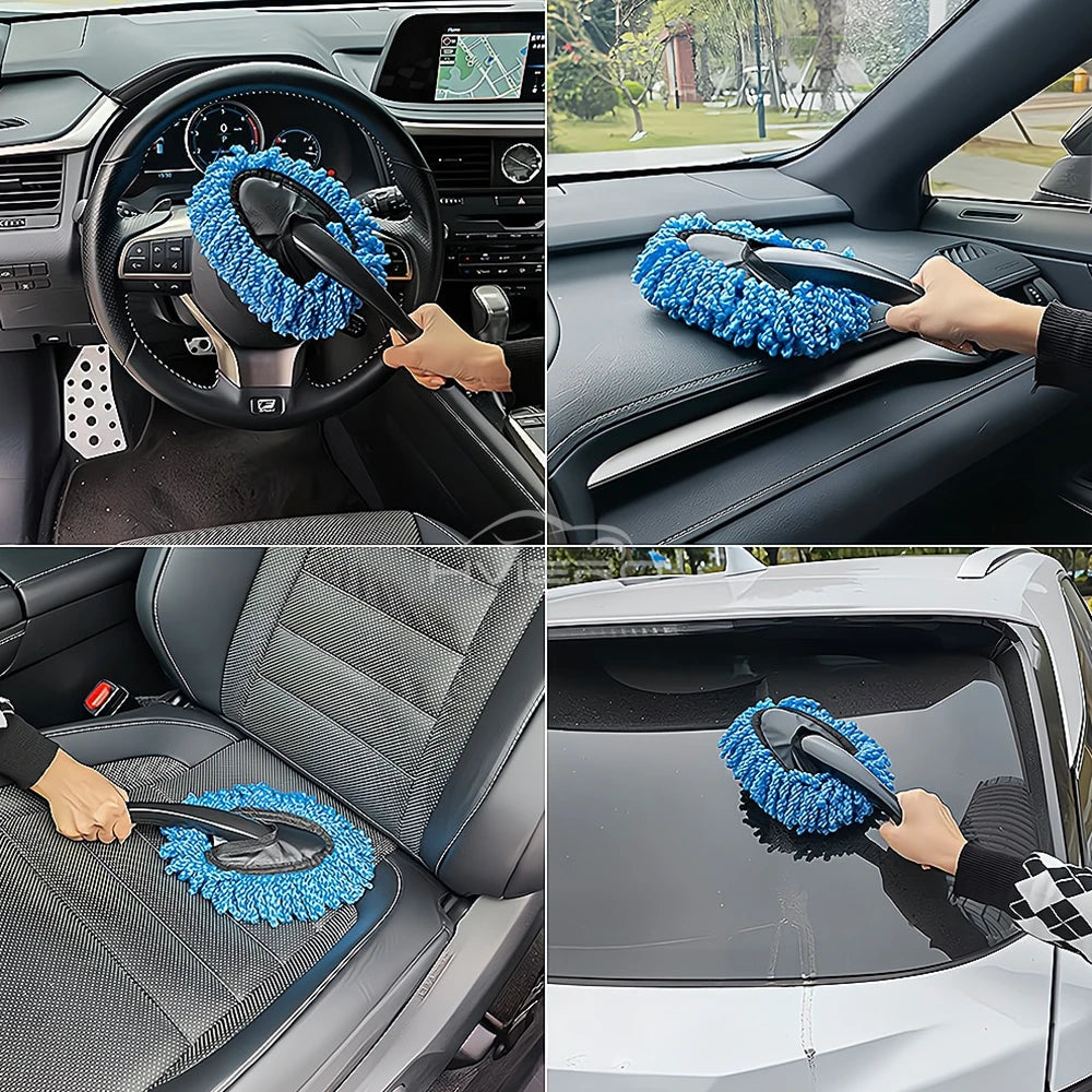 Car Dust Removal Small Duster Wipe Car Soft Brush Cleaning Mini Bristle Brush Dust Removal Nanofiber Interior Accessories Blue