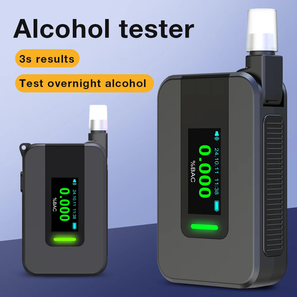 Portable Alcohol Tester Electrochemical Alcohol Detector Professional Breathalyzer LCD Display Drunk Driving Test Alcohol Meter