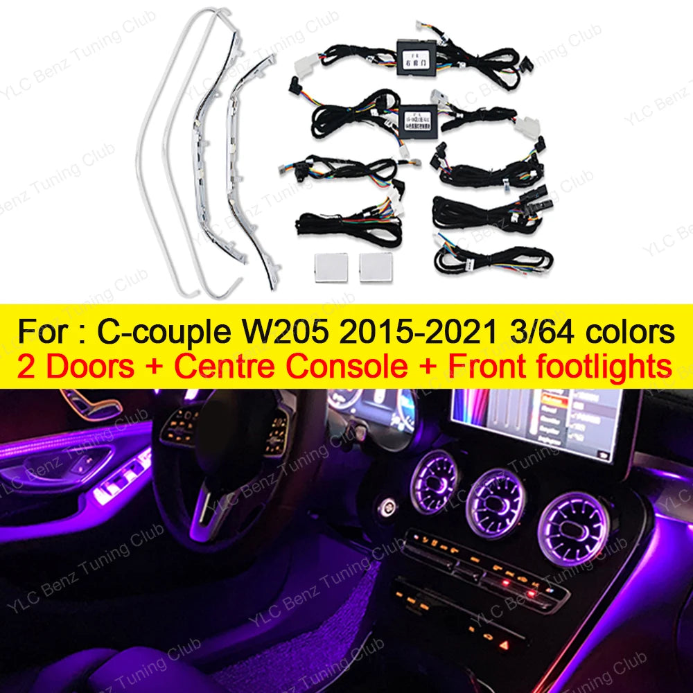 Ambient Light 3/64 Colors For Mercedes-Benz C-Coupe W205  Car Accessories Interiors LED Vents Speaker Decorative Light Retrofit