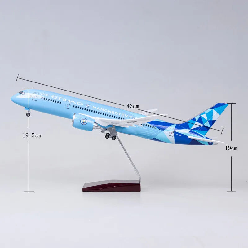 1:130 Scale Diecast Model Etihad Airways Boeing 787 Manchester City livery Resin Airplane Airbus Collection Display Toy