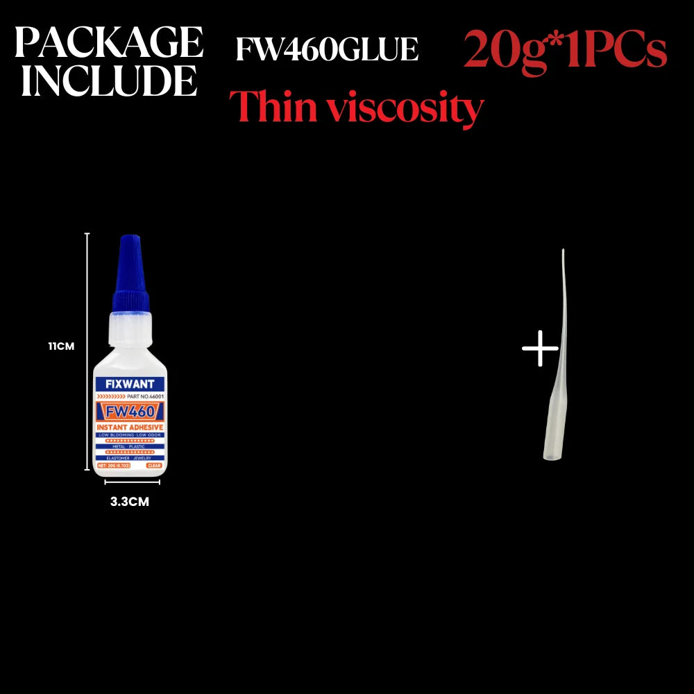 Low Blooming Instant Adhesive 20g - Low Odor Clear Non-Whitening Super Glue for Acrylic, Glass, Transparent Plastic & Jewelry