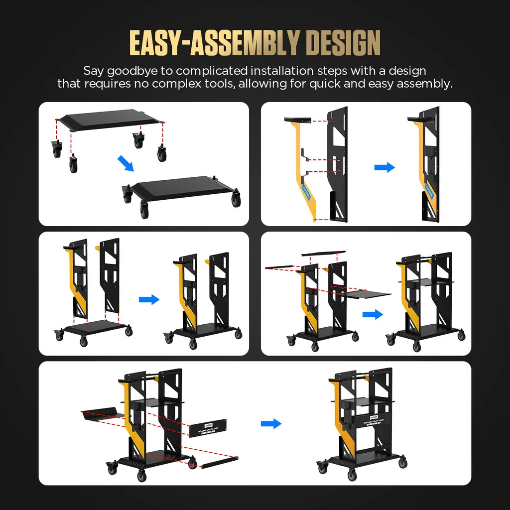 AUTOOL T22 Tier Tool Cart Car Repair Workshop Auxiliary Equipmen Toolbox Storage Heavy Duty Cart Tool Lockable Casters