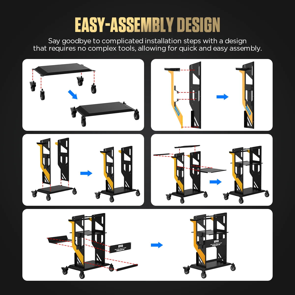 AUTOOL T22 Tier Tool Cart Car Repair Workshop Auxiliary Equipmen Toolbox Storage Heavy Duty Cart Tool Lockable Casters