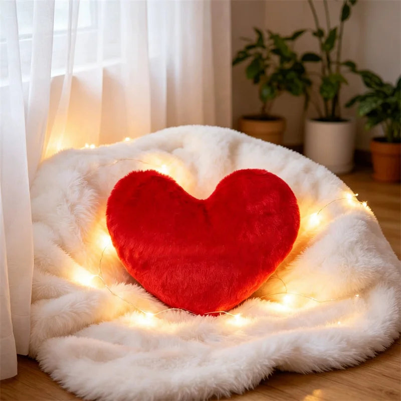 Imitation Rabbit Fur Throw Pillow Simple Love Decor Creativity Valentines/Wedding Gifts Soft Seat Cushion/Back Cushions Pillows