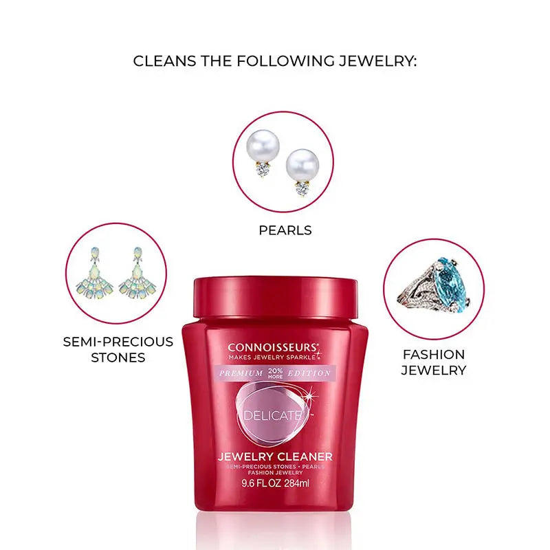 Connoisseurs Delicate Jewelry Cleaner 236ml Ammonia-Free Gentle Formula for Pearls, Opals, Coral & Costume Jewelry