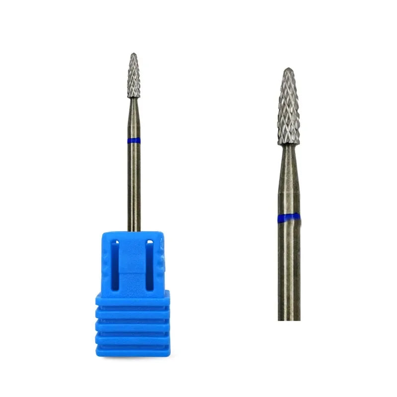 HYTOOS Cone Cuticle Clean Carbide Nail Bit 3/32" Rotary Carbide Burr Milling Cutter For Manicure Nails Accessories Tool