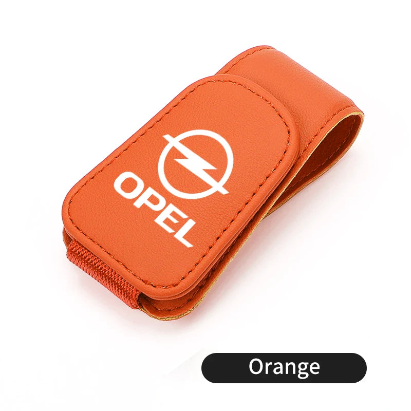 Car Magnetic Leather Card Ticket Holder Sun Visor Glasses Clip For Opel Astra H G J Insignia Corsa Zafira Meriva Mokka