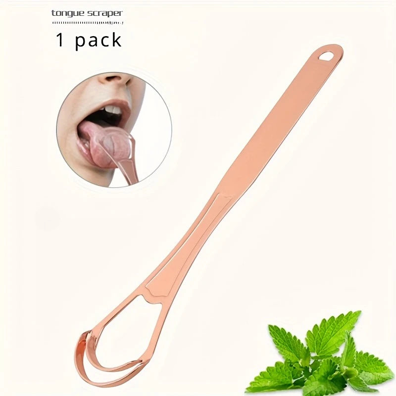 Double-layer Tongue Cleaner Brush with Stainless Steel Deep Cleaning Bristles & Fresh Breath Tips Tongue scraping