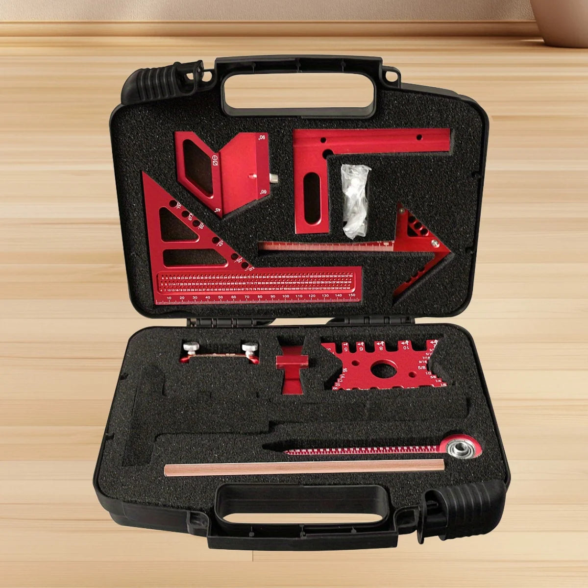 Aluminum Precision Woodworking Square Kit 6-10Pcs with Box,  Scribing Layout Ruler Quick Splicing DIY Woodworking Measuring Tool