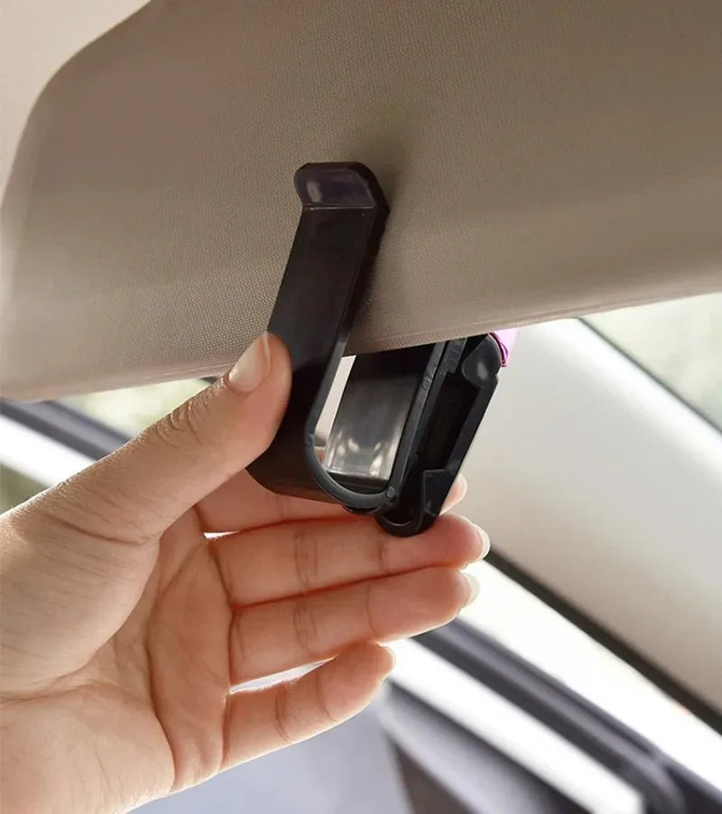 Silver Car Glasses Case Auto Sun Visor Glasses Holder Sunglasses Clip Card Holder Eyeglasses Accessories Car Interior