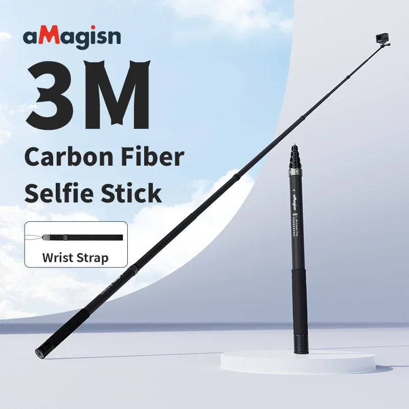 3M Carbon Fiber Selfie Stick for Insta360 X3 / ONE X2 / RS Aluminum Alloy Selfie Stick for GoPro Hero 11 10 9 8 DJI OSMO Action
