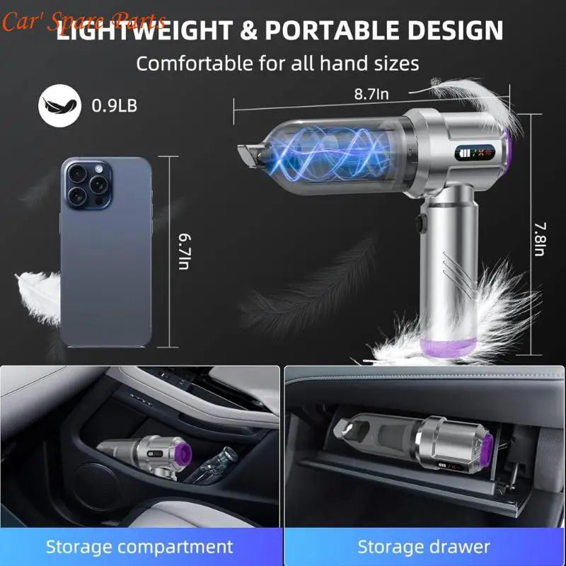 Y4UA Rechargeable Portable Wireless Handheld Vacuum 6000mAh Battery 35Min Runtime Lightweight Design For Car Home Cleaning