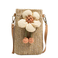 Mobile bag, summer woven bag, fashionable mini crossbody bag, outdoor beach bag, casual trendy single shoulder bag