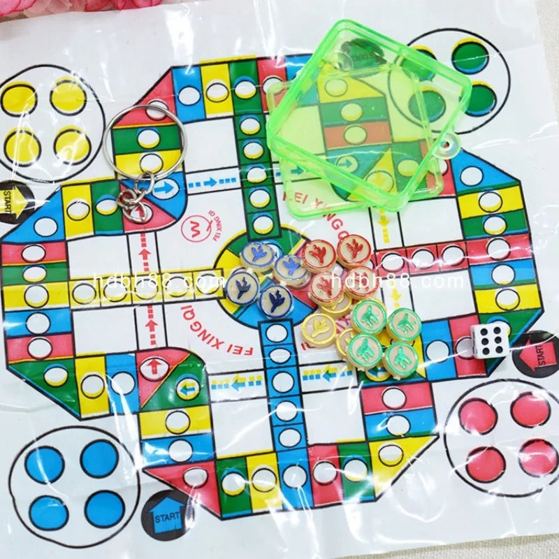 2Pcs Mini Flying Chess Portable Travel Board Game Interactive Game Small Chess Game for Family