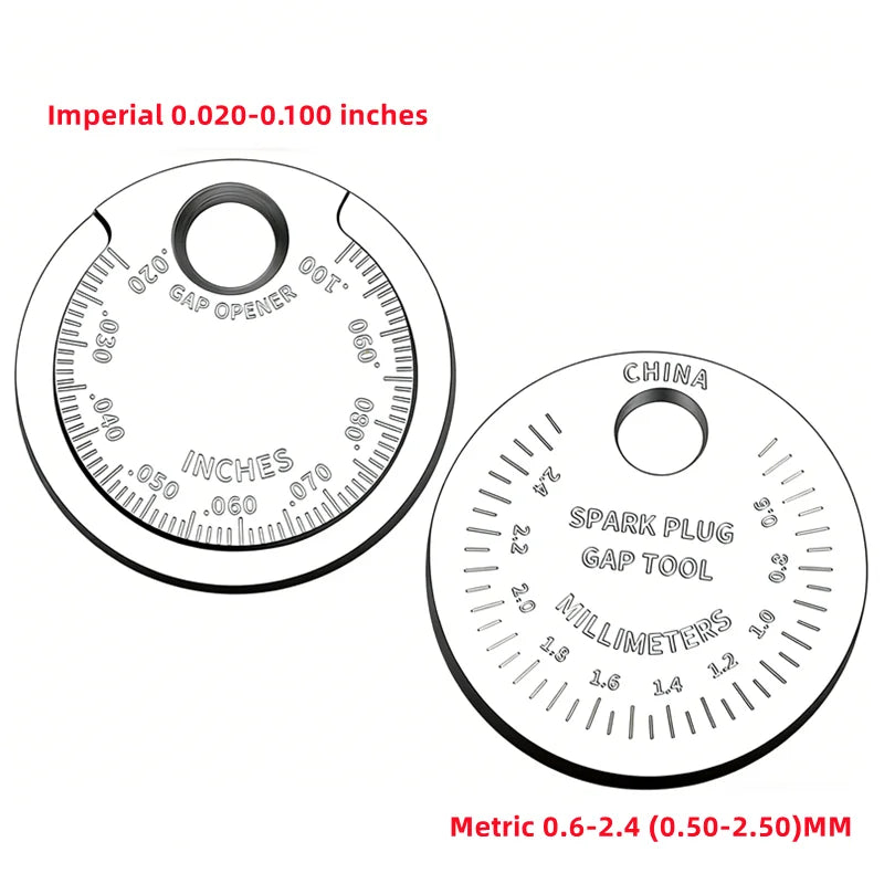 Coin- Type 0.6-2.4mm 0.02-0.10 Inch Spark Plug Gap Gauge Measurement Tool Range Spark Plug Gage Caliber Measuring Tool