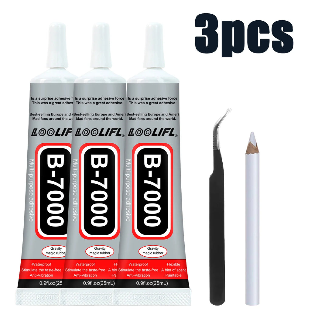 B-7000 Glue, 3/6 Pack, 15ml, Transparent Type, B7000 High Viscosity Glue, Can Be Used for Clothing/Shoes/Fabric/Screen Phones/Repair/Water Crafts/Jewelry Bonding Chronic Soft Gel