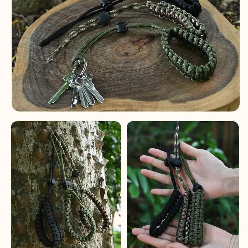 1PC Hand Wrist Strap Hand Braided Paracord Wrist Lanyard Adjustable Anti-drop Strap for Keys Small Gadgets Outdoor Use