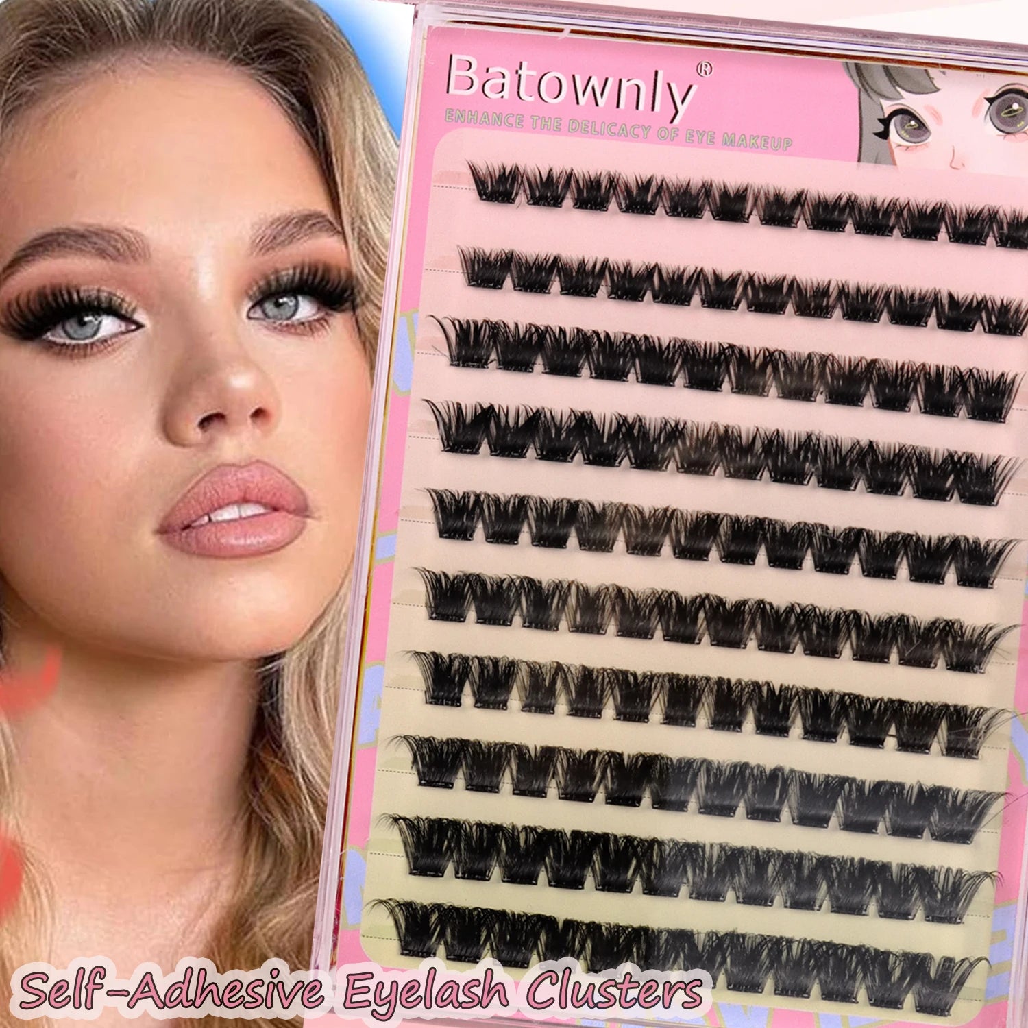 Individual Lashes 120 Pcs Self-adhesive Eyelash Cluster 10-12-14mm No Glue Curling  DIY False Eyelashes