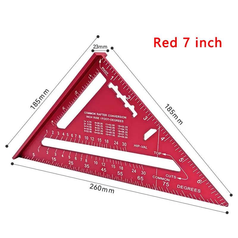 Woodworking Aluminum Alloy Triangle Gauges Measuring Gauging Tools High Precision Marker Angle Ruler Metric and Imperial