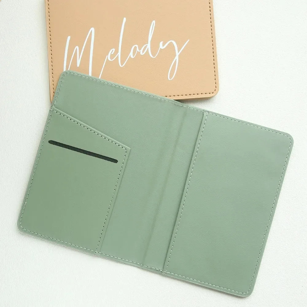 Custom Logo Passport Holder Personalized Travel Wallet Engraved Name Passport Cover Case Travel Essentials Card Holder Unique