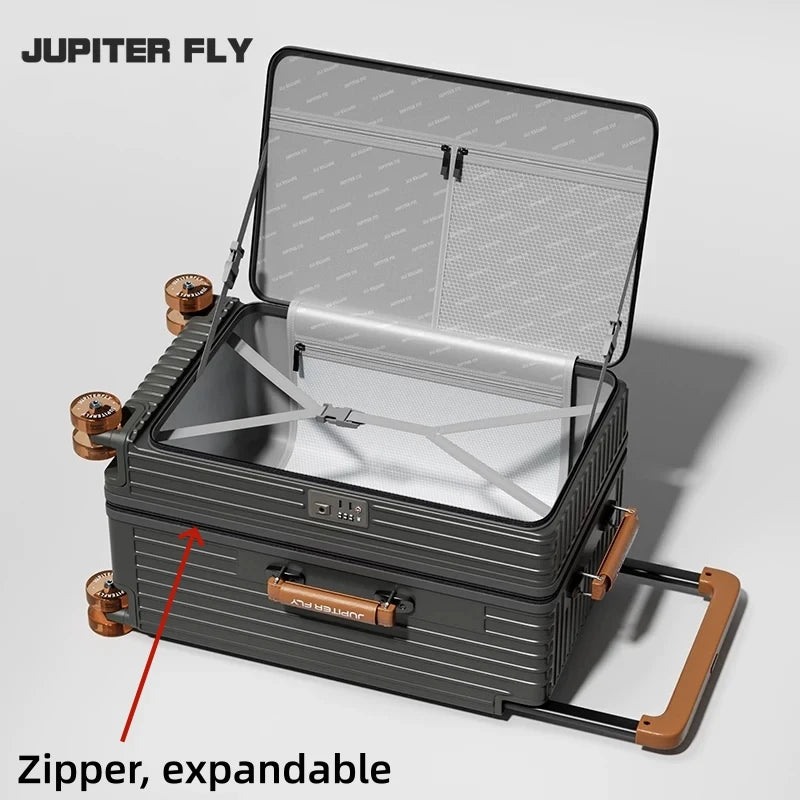 Side Opening Rolling Luggage Wide Trolley Travel 1:9 Deep Warehouse Suitcase with Skating Spinner Wheels TSA Lock PC Material 20