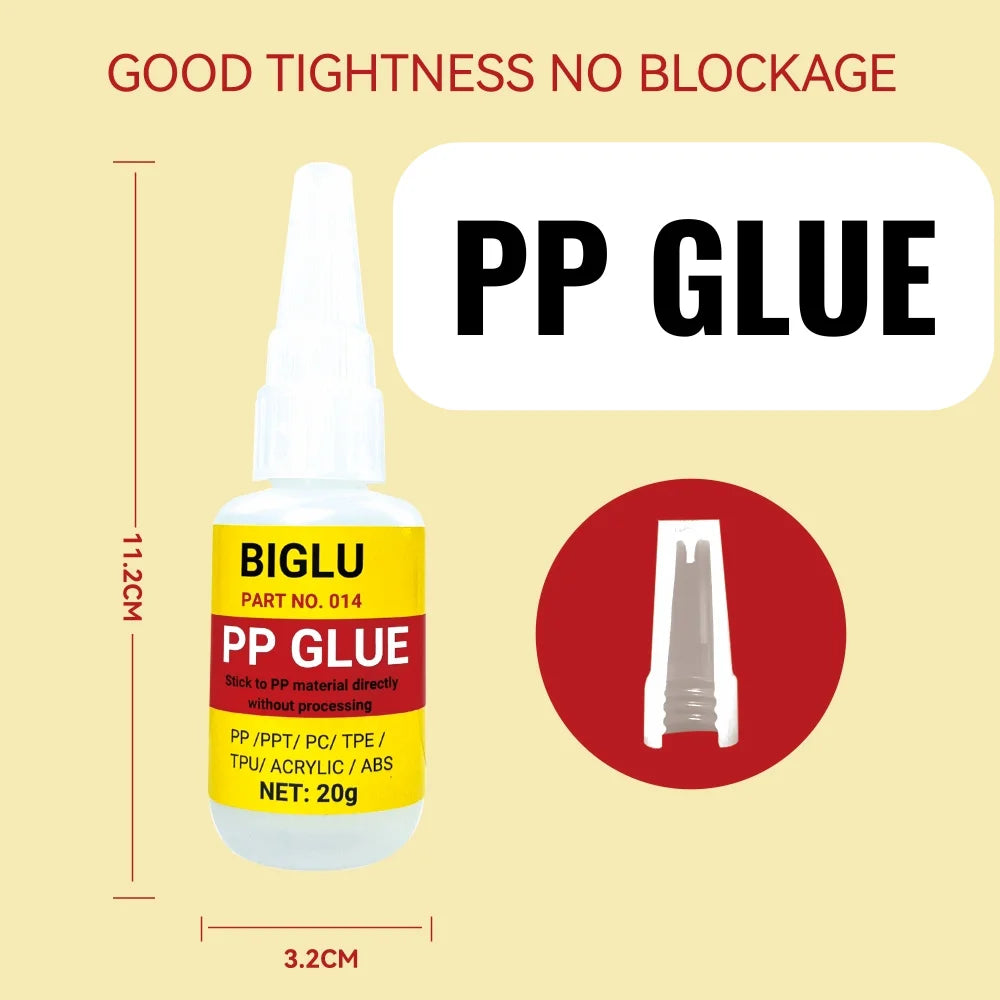 20g Instant Polypropylene (PP) Adhesive Without Any Special Processing Quick Dry Directly Bonds Plastic PPT PC ABS PVC TPE TPU