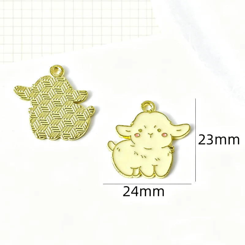 10pcs Drip Oil Alloy Small Animal Kitten, Puppy, Little Rabbit Pendant DIY Necklace Bracelet Earrings Phone Chain Pendant