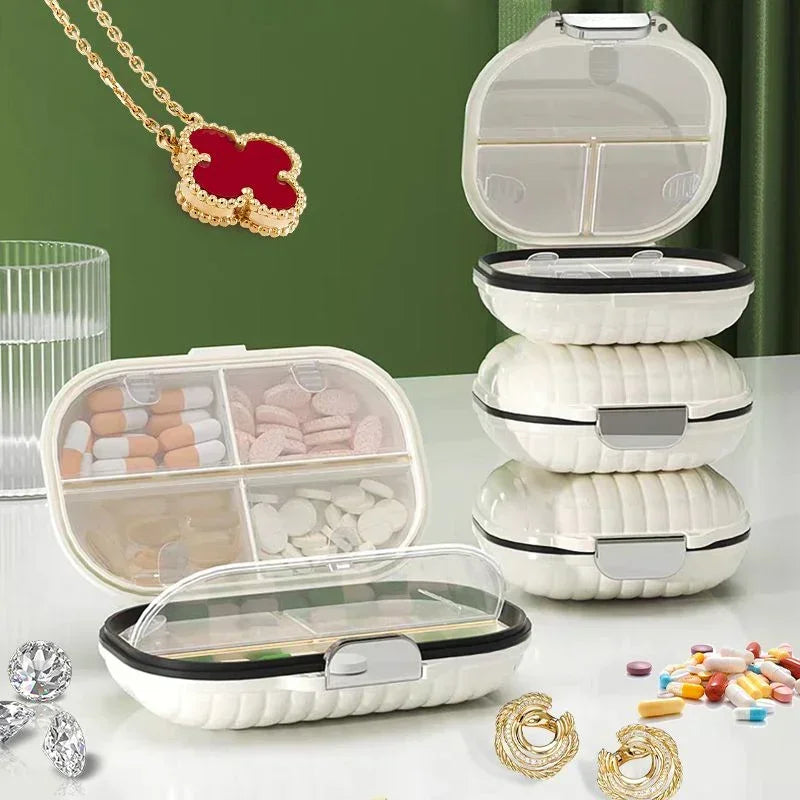 7-Day Sealed Pill Organizer - 7 Grids Moisture Proof Portable Medicine Box for Travel, Weekly Pill Storage (Multi-Compartment)