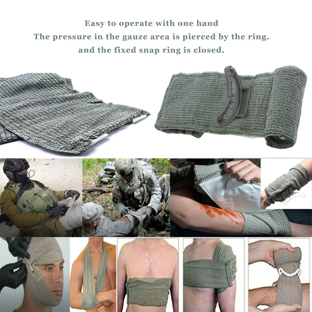 4/6inch Israeli Emergency Pressure Bandage Rescue Wound Dressing IFAK Kit High Elasticity Vacuum Packed Outdoor Hiking Essential