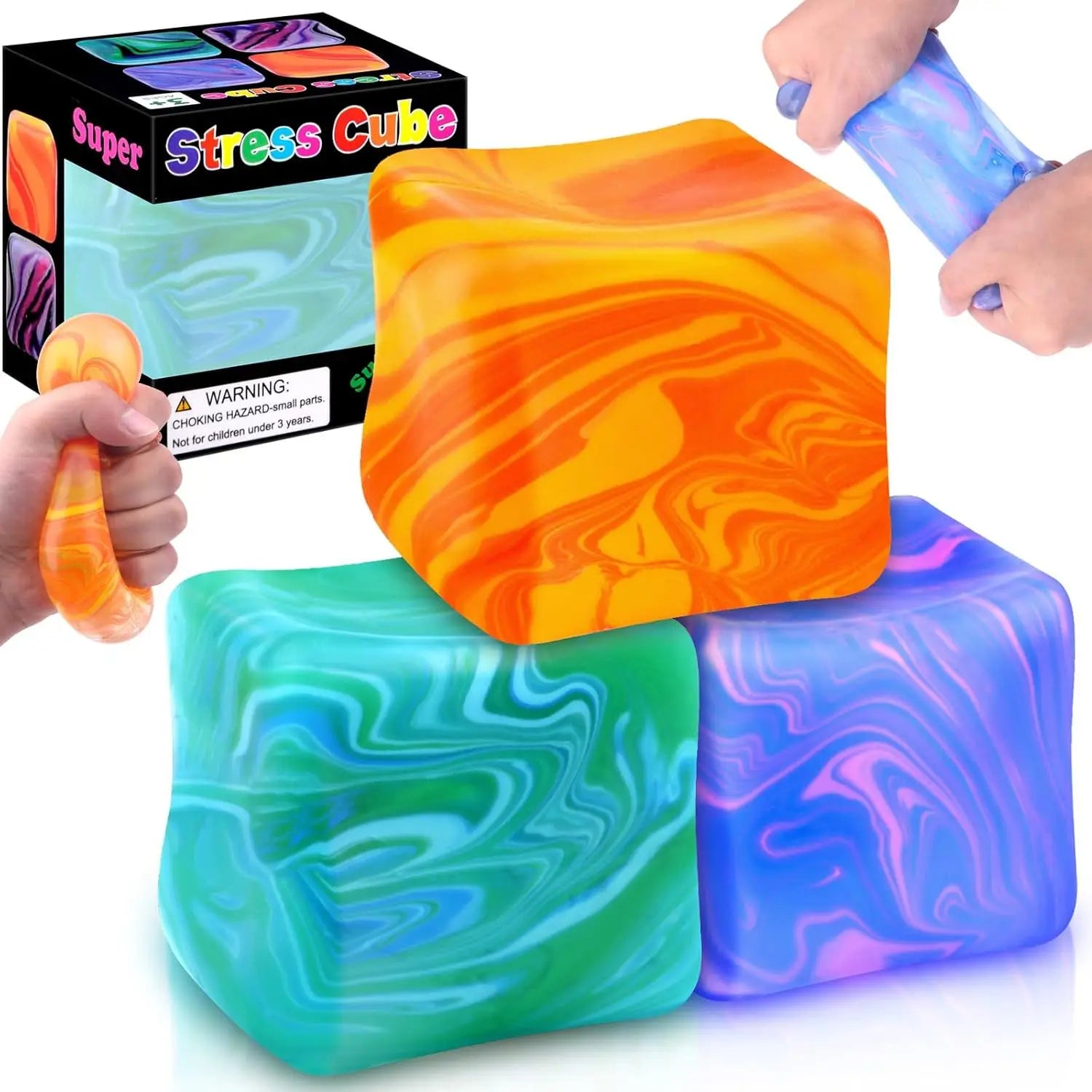 1/4PCS Flow Pattern Square Maltose Pinch Music Release Slow Rebound Release Pressure Colorful Decompression Party Favors