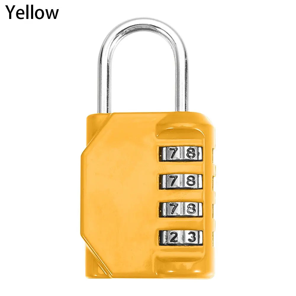 Combination Lock Metal Code Lock Resettable 4 Dial Digit Padlock Travel Accessories Password Lock