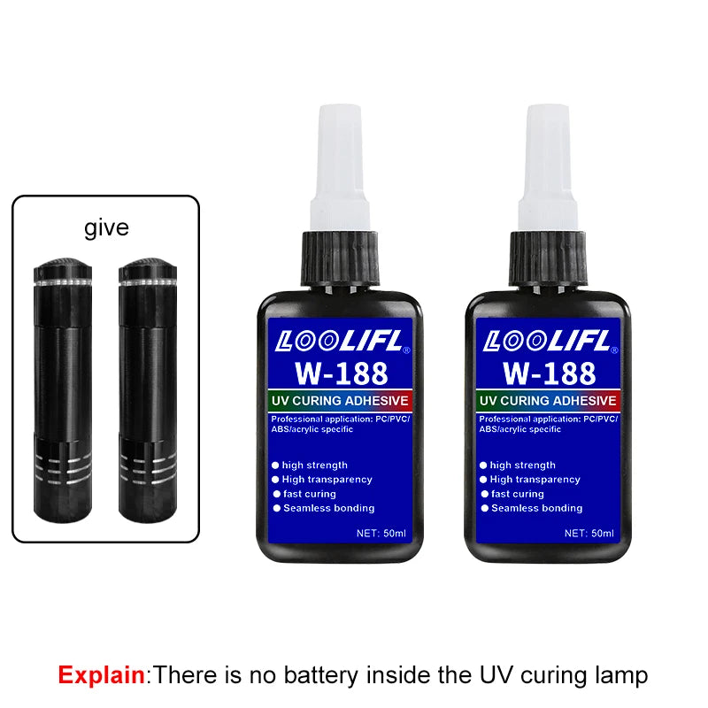 Super Strong UV Glue Ultraviolet Light Adhesive Second Fix Curing Powerful Bond Glass Metal Acrylic Quick Sealant DIY Craft