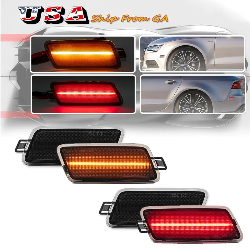 Car  Front & Rear Side Marker Lights Assembly For 2012-2018 Audi A7 S7 RS7 Parking Lights/DRL, Replace OEM Sidemarker Lamps