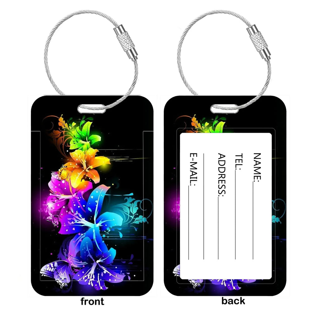 HOT SALE Artistic Flowers Business Luggage Tag Travel Women Men Suitcase Address Label Luggage Boarding Case Name ID Label Durab