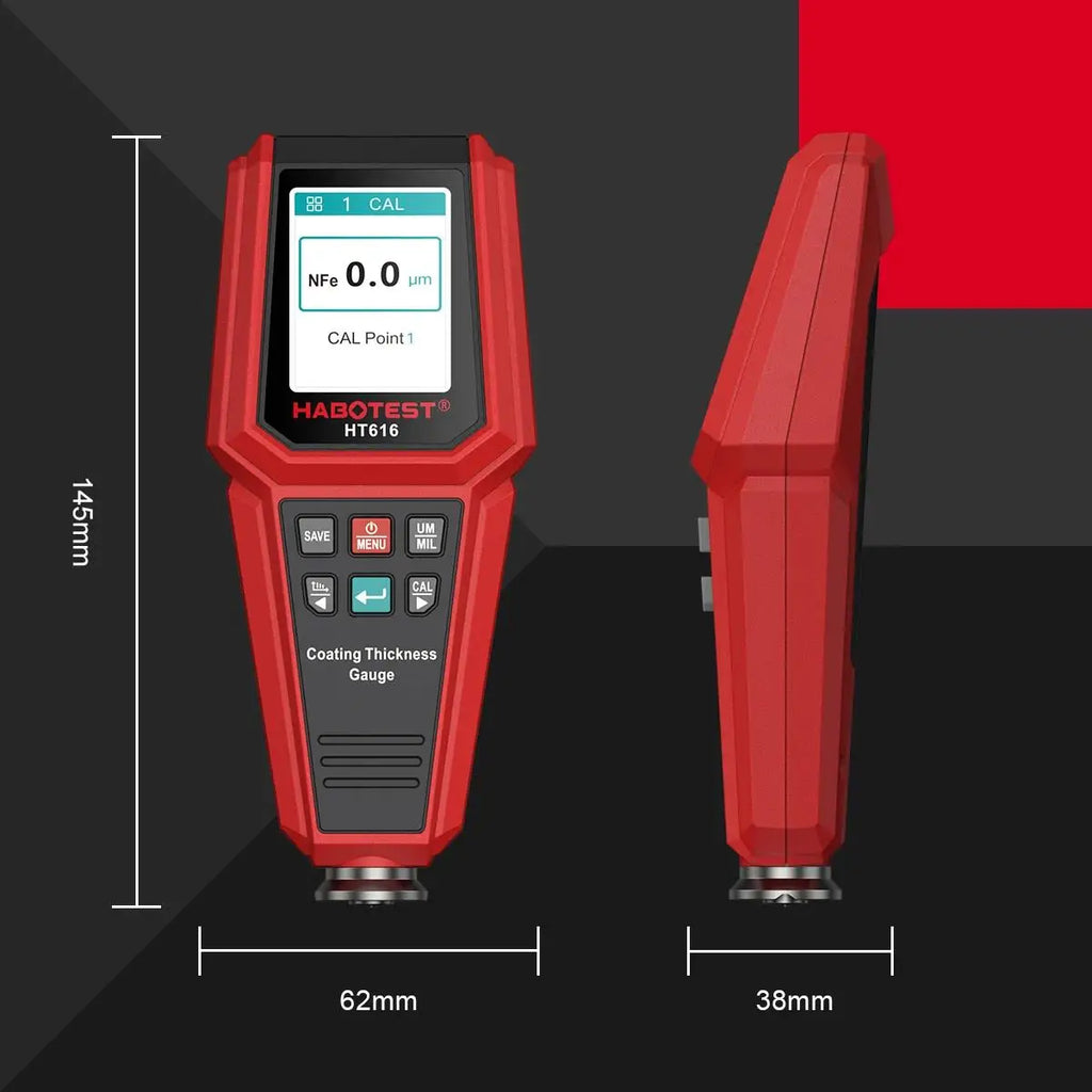 HABOTEST HT616 Car Coating Thickness Gauge 0-1500UM Car Film Paint Thickness Tester Measurement Save calibration data in groups