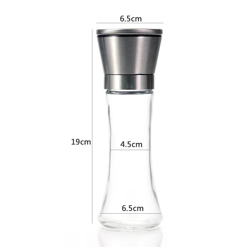 180/200ML Stainless Steel Glass Pepper Grinder Manual Salt Pepper Mill Kitchen Gadget Spice Bottle Grinder Mill Household Tool