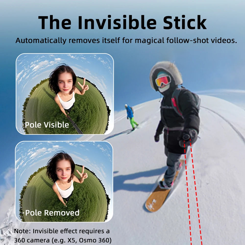 Flymile Selfie Stick Extendable for DJI Action 5 Pro/Osmo 360 /Pocket 3/Insta 360 X5/GoPro 13 Camera Accessories