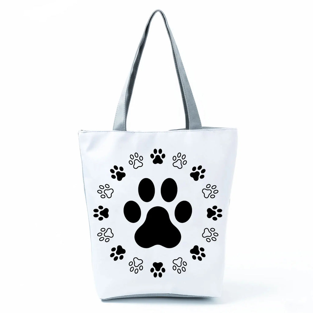 Fashion Dogs Paws Handbags Printed Love Dogs Shopping Bag Casual Women Shoulder Bag Summer Kawaii Female Tote Travel Beach Bag