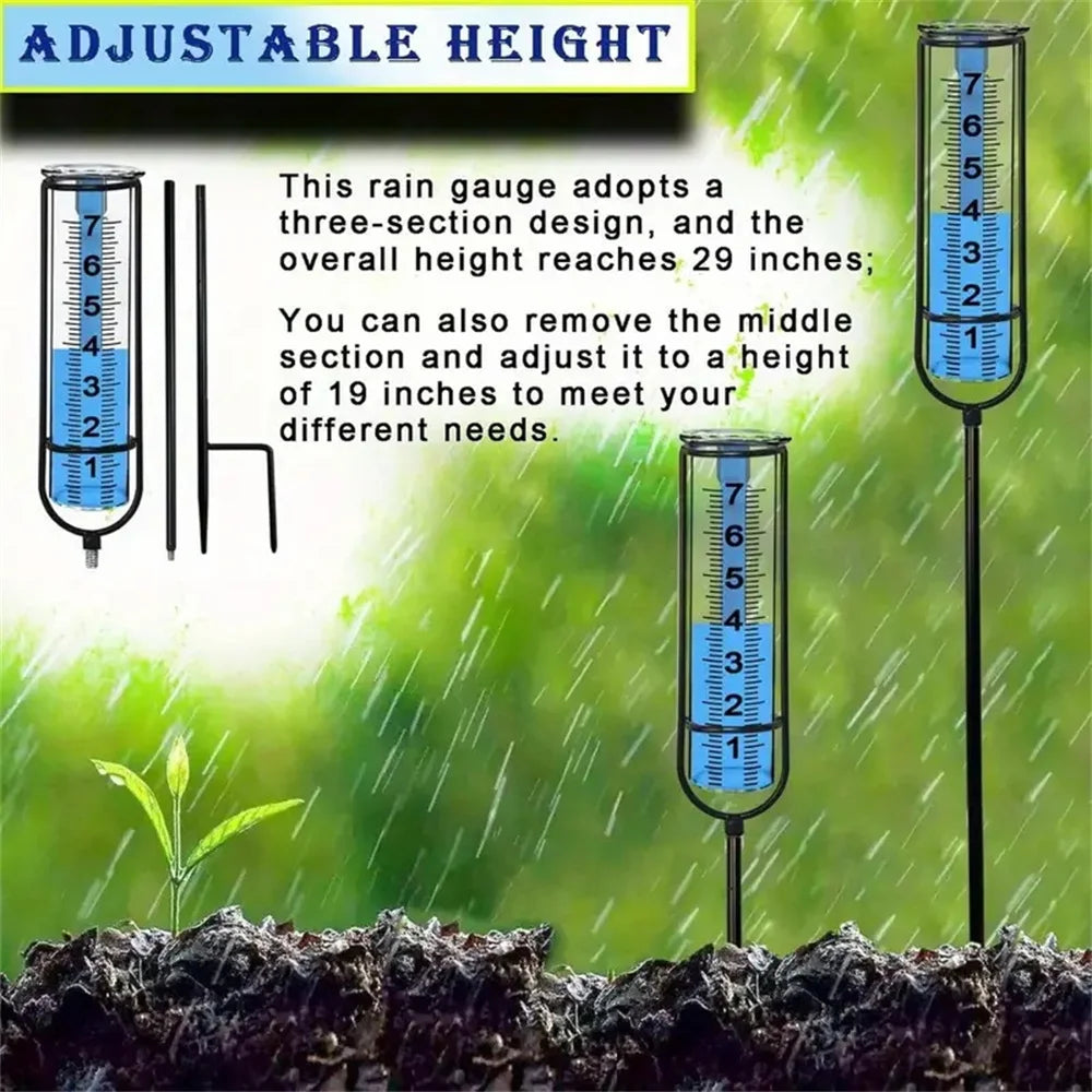 Outdoor Garden Rain Gauge Freeze Proof rain Gauge Outdoor Best Rated For Garden Deck Lawn with Large Numbers Adjustable Height
