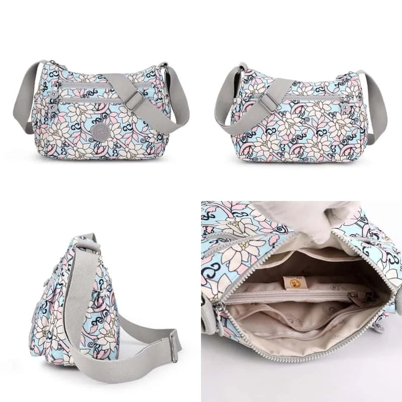 Women's Lightweight Nylon Crossbody Bag with Multiple Pockets Tote Purse Shoulder Handbag Travel Bag for Daily Use